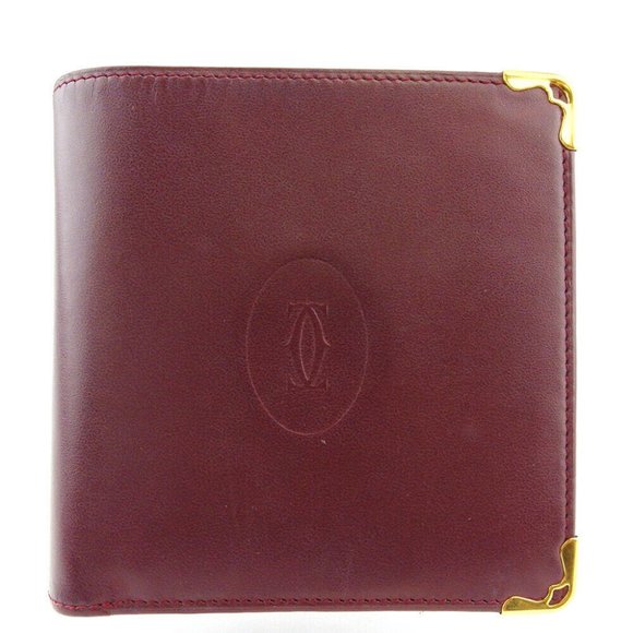 Cartier wallets mast line Bordeaux leather Authentic used